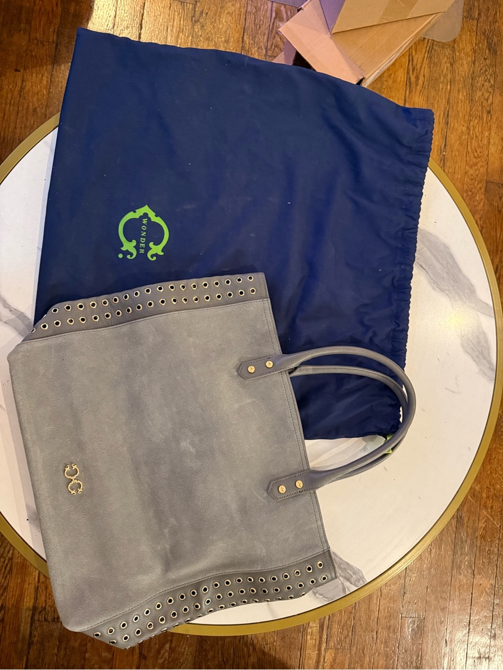 C. Wonder Gray Eyelet-Trim Tote
